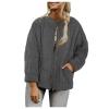 Canbebig Clearance Womens Winter Cropped Puffer Jacket for Long Sleeve Oversize Puffy Coat Short Warm Quilted Jacket A-Dark Gray