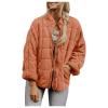 Canbebig Clearance Womens Casual Padded Full Zip Stand Collar Long Sleeve Puffer Jackets A-red