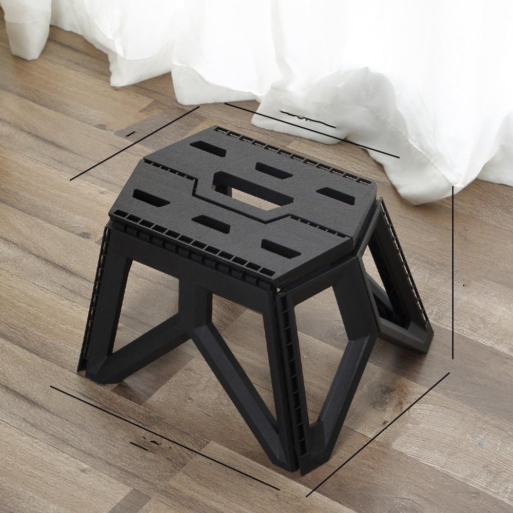 Electroplating Portable Folding Stool, Thickened Small Bench, Outdoor Camping Stool, stall Stool, Fishing Stool, Portable Plastic Stool PremiumBlack