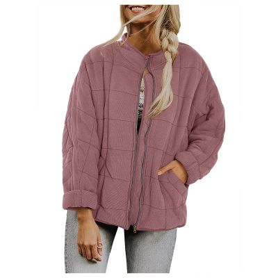 Canbebig Clearance Women's Lightweight Long-Sleeve Water-Resistant Puffer Jacket (Available in Plus Size) A-Pink