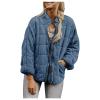 Canbebig Clearance Womens Winter 2023 Fashion Zip Up Quilted Jacket Coat Outerwear A-Blue view 1
