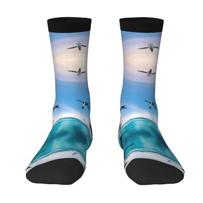 ZISHAK Happy Penguin In The Water Adult Sports Socks-Men'S Cotton Mid-Calf Socks:A Fusion Of Comfort,Style,And Functionality