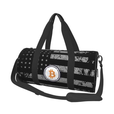Bitcoin Travel Luggage Duffel Bag Sports Rolling Foldable Duffel Bag, Black