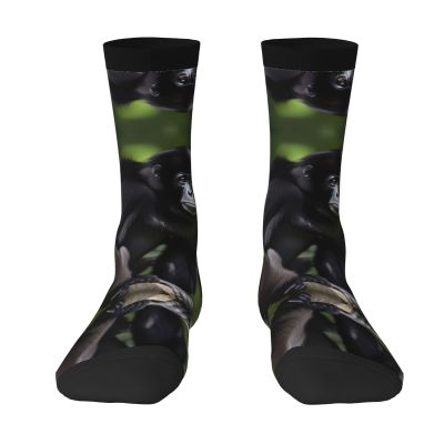 ZISHAK Black Gibbon Monkey Adult Sports Socks-Men'S Cotton Mid-Calf Socks:A Fusion Of Comfort,Style,And Functionality