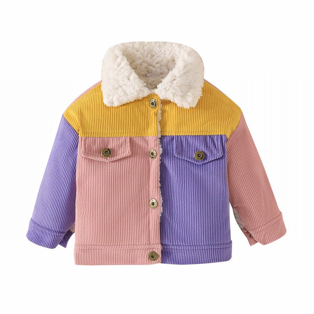Baby Boys Girls Corduroy Jacket Kids Toddler Sherp Lined Top Lapel Button Down Thicked Warm Coat (A, 3-6 Months)