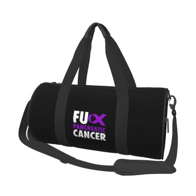 Fuck Pancreatic Cancer Travel Luggage Duffel Bag Sports Rolling Foldable Duffel Bag, Black