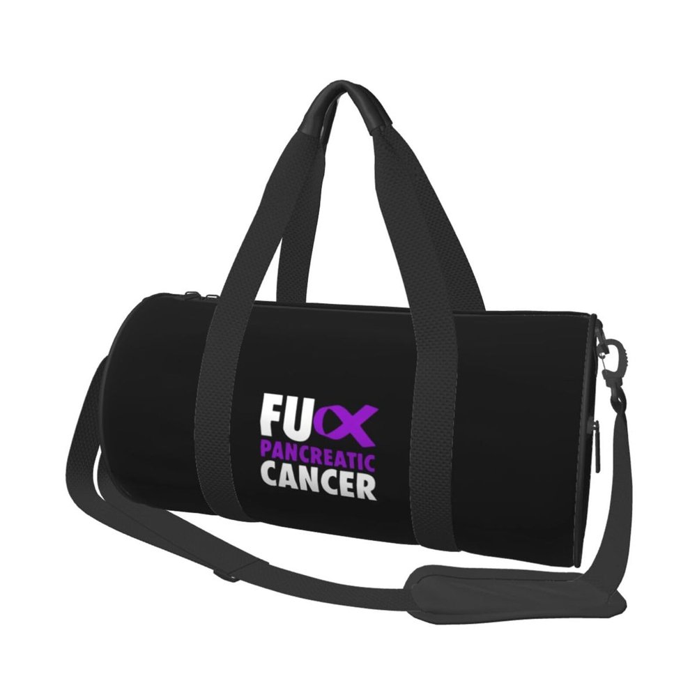 Fuck Pancreatic Cancer Travel Luggage Duffel Bag Sports Rolling Foldable Duffel Bag, Black
