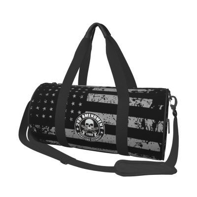 2nd Amendment Skull Travel Luggage Duffel Bag Sports Rolling Foldable Duffel Bag, Black