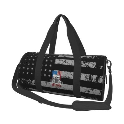 Vintage Hot Rod American Flag Classic Car Travel Luggage Duffel Bag Sports Rolling Foldable Duffel Bag, Black