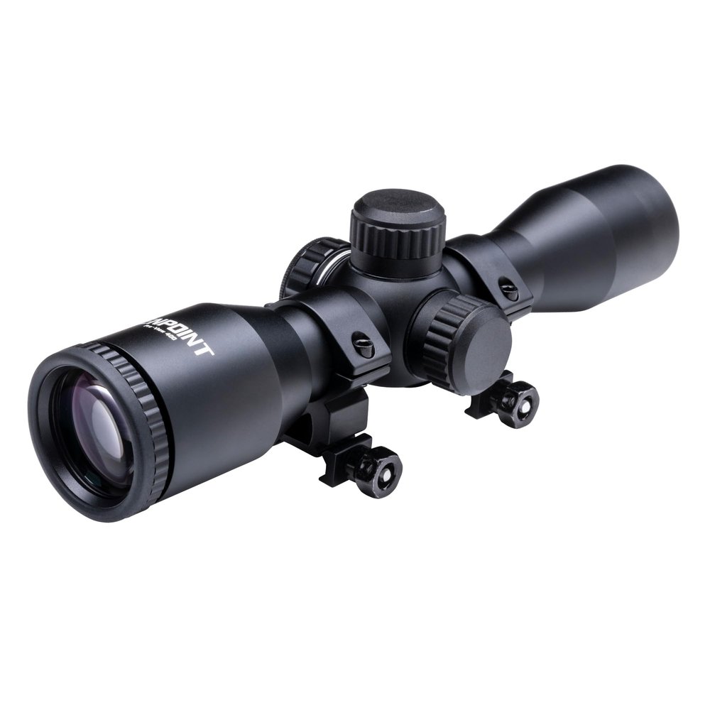 TenPoint 4X Pro-View 400 Illuminated Reticle Scope, Black - 100 yd Distance with Aiming Points Out to 70 yd - Includes Flip-Up Scope Caps