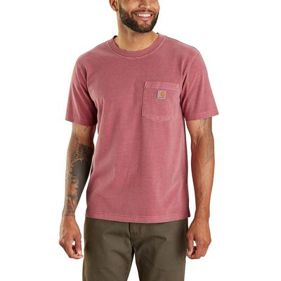Carhartt Men's Relaxed Fit Midweight Short-Sleeve Garment Dyed Pocket T-Shirt, Apple Butter, Small