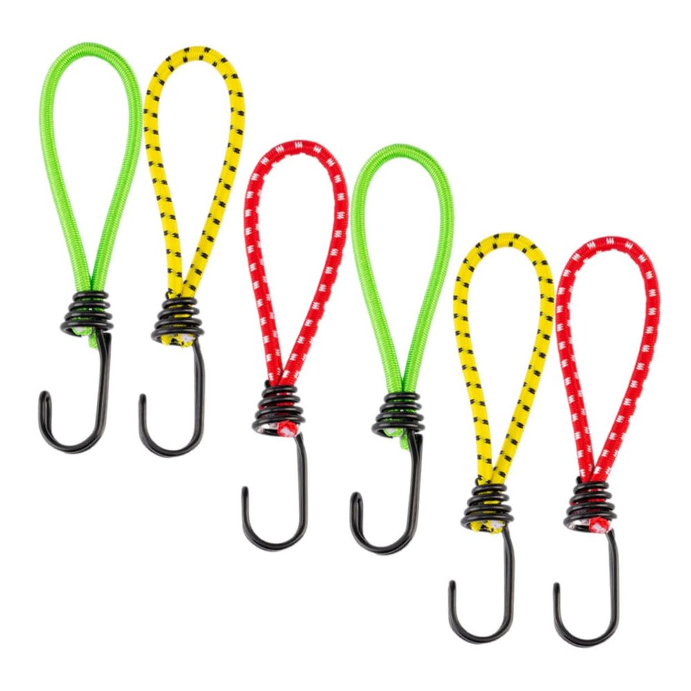 KOMBIUDA 6pcs Sturdy Tent Hooks Elastic Tent Cord Canopy Tie Downs Hanging Clips Anchor Fixing Rope Buckle