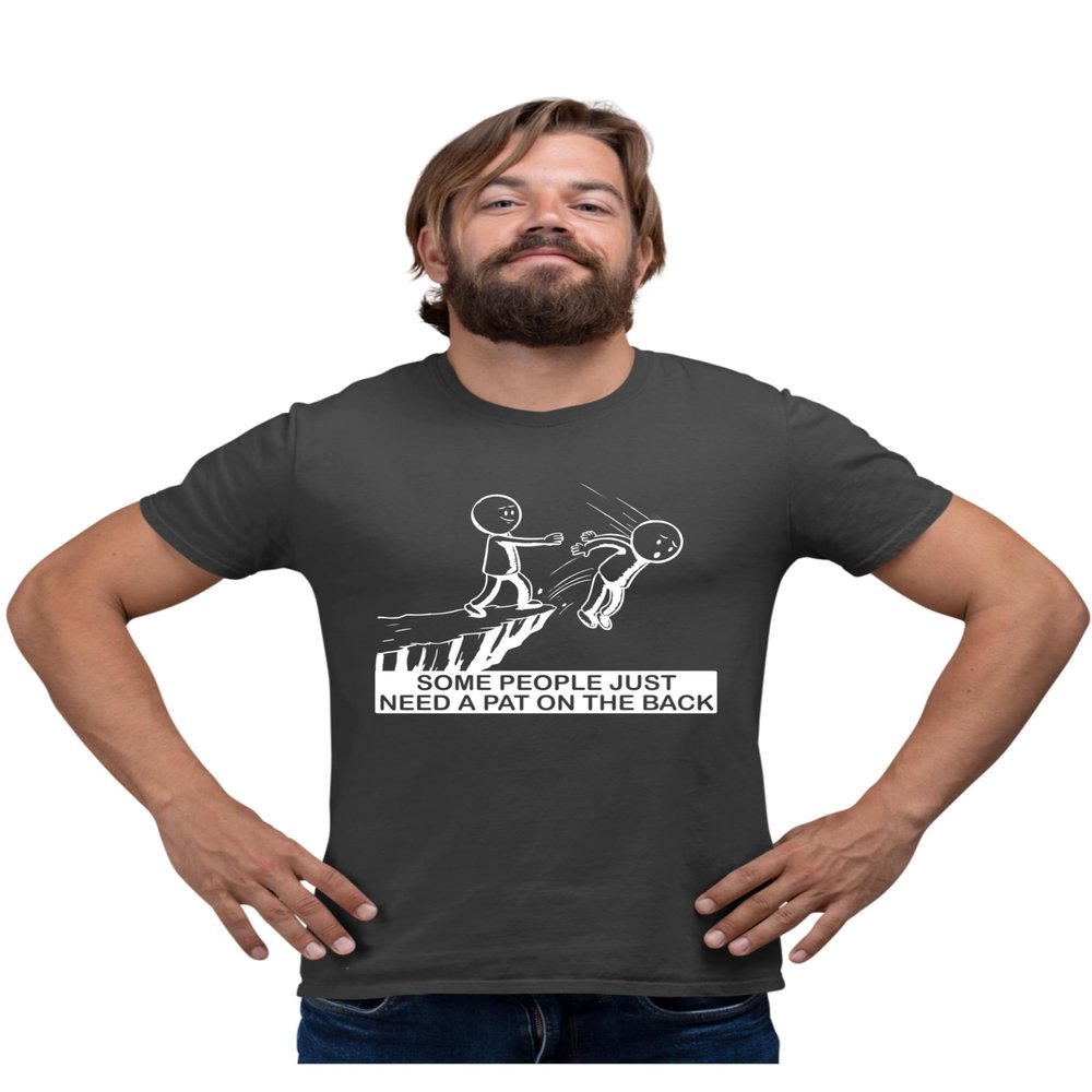 4X-Large Heather Black Mens Some People Just Need A Pat On The Back Funny Gift T-Shirt