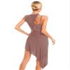easyforever Women's Irregular Lyrical Dance Costume Mesh Patchwork Latin Jazz Tap Tango Ballroom Dance Dress Brown Large view 2
