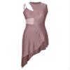 easyforever Women's Irregular Lyrical Dance Costume Mesh Patchwork Latin Jazz Tap Tango Ballroom Dance Dress Brown Large view 3