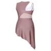 easyforever Women's Irregular Lyrical Dance Costume Mesh Patchwork Latin Jazz Tap Tango Ballroom Dance Dress Brown Large view 4
