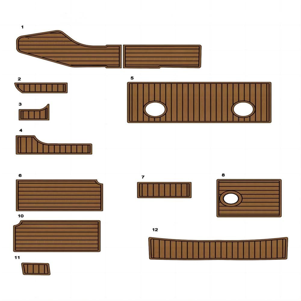 Algasan Boat EVA Faux Teak Decking Floor Compatible with 1996 Wellcraft Eclipse 2400 Swim Platform Cockpit Mat Boat EVA Teak Flooring Pad