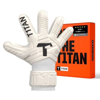 T1TAN Classic 1.0 White-Out - Goalkeeper Gloves - with Finger Protection - Soccer Goalkeeper Gloves - Size 10
