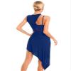 easyforever Women's Irregular Lyrical Dance Costume Mesh Patchwork Latin Jazz Tap Tango Ballroom Dance Dress Navy Blue Large view 2