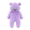 Newborn Baby Flannel Bear Bodysuit Baby Fleece Snowsuit Jumpsuit Warm Dance Hooded Outfits Double (c-Purple, 9-12 Months) view 1