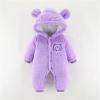 Newborn Baby Flannel Bear Bodysuit Baby Fleece Snowsuit Jumpsuit Warm Dance Hooded Outfits Double (c-Purple, 9-12 Months) view 2