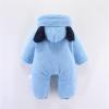 Newborn Baby Flannel Bear Bodysuit Baby Fleece Snowsuit Jumpsuit Warm Dance Hooded Outfits Double (a-Blue, 3-6 Months) view 2