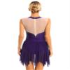 Xnihocha Womens Lyrical Dance Costume Glitter Rhinestone Sleeveless Mesh Tulle Leotard Dress Figure Skating Dance Dress F0737Purple X-Large view 2