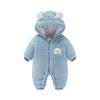 Newborn Baby Flannel Bear Bodysuit Baby Fleece Snowsuit Jumpsuit Warm Dance Hooded Outfits Double (d-Blue, 3-6 Months) view 1