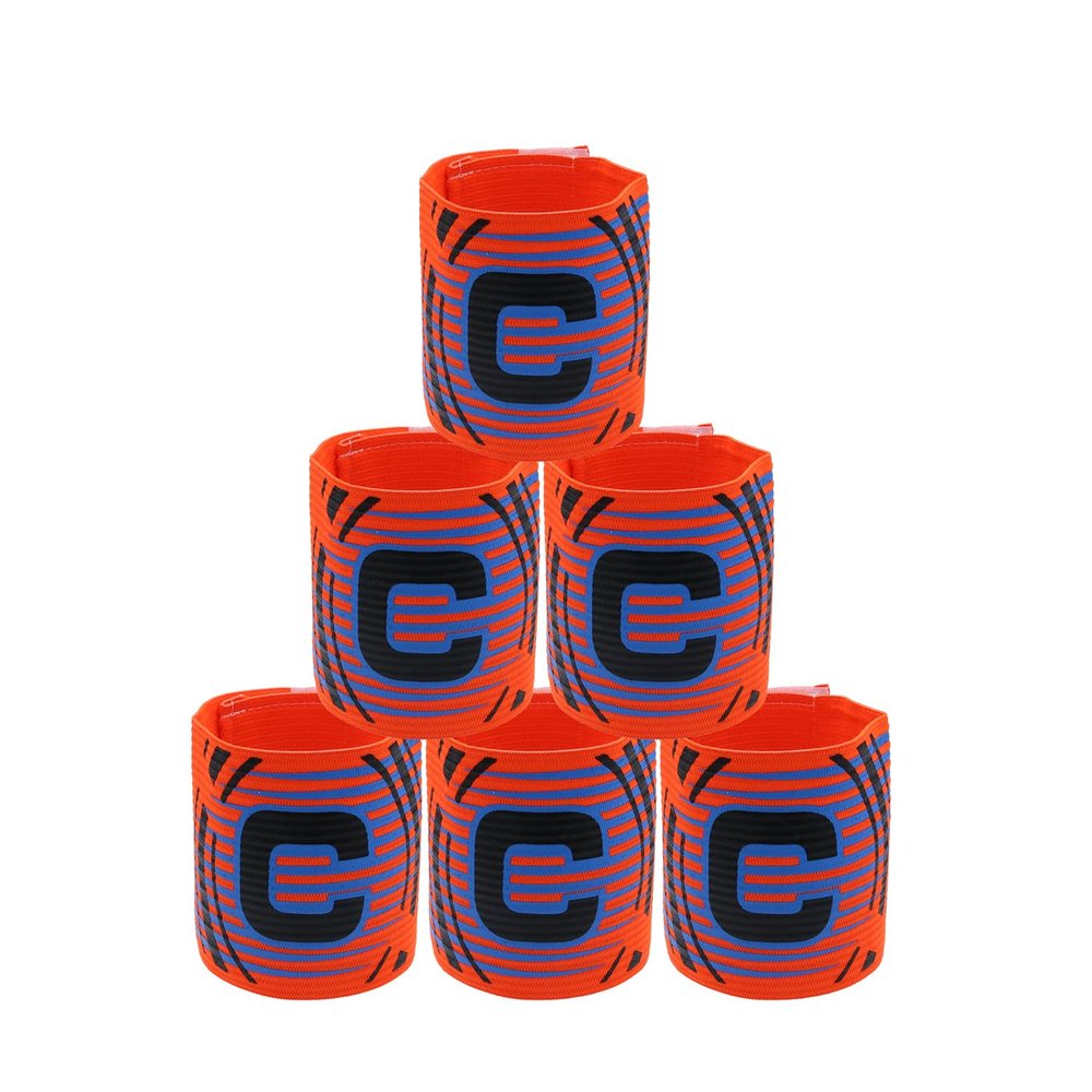Qimoo 4Pcs Orange Soccer Armband, Adjustable Elastic Sports Captain C Arm Band for Youth and Adult