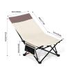 KSIEE Folding Beach Chair, Camping Chair, 600D Oxford Foldable Chaise Lounge Chair with Side Pocket, Lightweight Stable Beach Lounger for Sitting and Lying Down (White) view 3