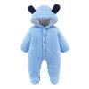 Newborn Baby Flannel Bear Bodysuit Baby Fleece Snowsuit Jumpsuit Warm Dance Hooded Outfits Double (a-Blue, 6-9 Months) view 1