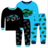 Little bety 4 Pieces Boys Truck Pajamas Toddler Boys Cotton Pjs Kids Sleepwear Sets Size 8 Black&Blue view 1