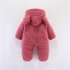 Newborn Baby Flannel Bear Bodysuit Baby Fleece Snowsuit Jumpsuit Warm Dance Hooded Outfits Double (a-Wine, 3-6 Months) view 2