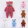 Newborn Baby Flannel Bear Bodysuit Baby Fleece Snowsuit Jumpsuit Warm Dance Hooded Outfits Double (a-Wine, 3-6 Months) view 4