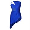 vastwit Women's Latin Ballroom Jazz and Tap Dance Dresses Asymmetrical Lyrical Dance Costume for Performance Royal Blue B Small view 3