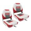 Deckpro Deluxe Low Back Boat Seat, Fold-Down Fishing Boat Seat Gray/Charcoal/Red (2 Seats) view 1