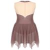 Xnihocha Womens Lyrical Dance Costume Glitter Rhinestone Sleeveless Mesh Tulle Leotard Dress Figure Skating Dance Dress F0737Brown Large view 4