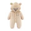 Newborn Baby Flannel Bear Bodysuit Baby Fleece Snowsuit Jumpsuit Warm Dance Hooded Outfits Double (c-Beige, 9-12 Months) view 1