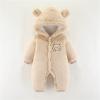 Newborn Baby Flannel Bear Bodysuit Baby Fleece Snowsuit Jumpsuit Warm Dance Hooded Outfits Double (c-Beige, 9-12 Months) view 2