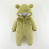Newborn Baby Flannel Bear Bodysuit Baby Fleece Snowsuit Jumpsuit Warm Dance Hooded Outfits Double (c-Green, 3-6 Months) view 2