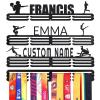 Goutoports Personalized Medal Holder with Name Display Rack for Awards Ribbons - Metal Custom Sports Race Plaques Hanger for Wall Mount Hold Up 60 Medal Hanger Display for Athlete Boy Girl Kid view 1