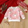 Kids Girls Christmas Suit Print Long Sleeve Sweatshirt Top And Pants Set 2 Piece Outfits Baby Girl Gift (Red, 3-4 Years) view 2