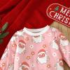 Kids Girls Christmas Suit Print Long Sleeve Sweatshirt Top And Pants Set 2 Piece Outfits Baby Girl Gift (Red, 3-4 Years) view 3