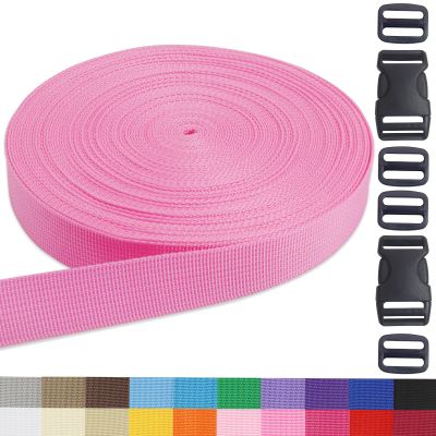 1 Inch Webbing Straps for Crafts- 20 Yards Deep Pink Polypropylene Straps with Buckles for Backpack Bag, Climbing,Sewing, DIY Supplies, Lawn Chair Replacement, and Seat Belts