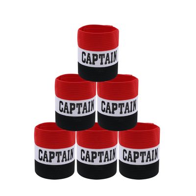 Qimoo 4Pcs Black Red Youth Captain Armband for Soccer Training, Adults & Youths Arm Band Elastic Captain Armbands Adjustable Soccer Basketball Player Captain Arm Band