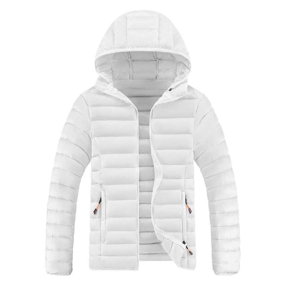 Maiyifu-GJ Men's Hooded Warm Winter Jackets Waterproof Snow Ski Full Zipper Coats Puffer Outwears With Removable Hood (4X-Large,White)