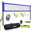 Professional Outdoor Volleyball Net System with Adjustable Aluminum Poles, Anti-Sag Winch, Steel Cable Topline, Tournament-Grade 32FT Net, Boundary Line & Heavy-Duty Carry Bag view 1