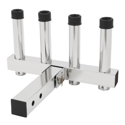 CNCEST Stainless Steel Hitch Fishing Rod Holder,Fishing Pole Holders for Cars, 4 Link Tube Fishing Rod Holder,Angle Adjustment Fishing Rod Rack,Fishing Pole Holder