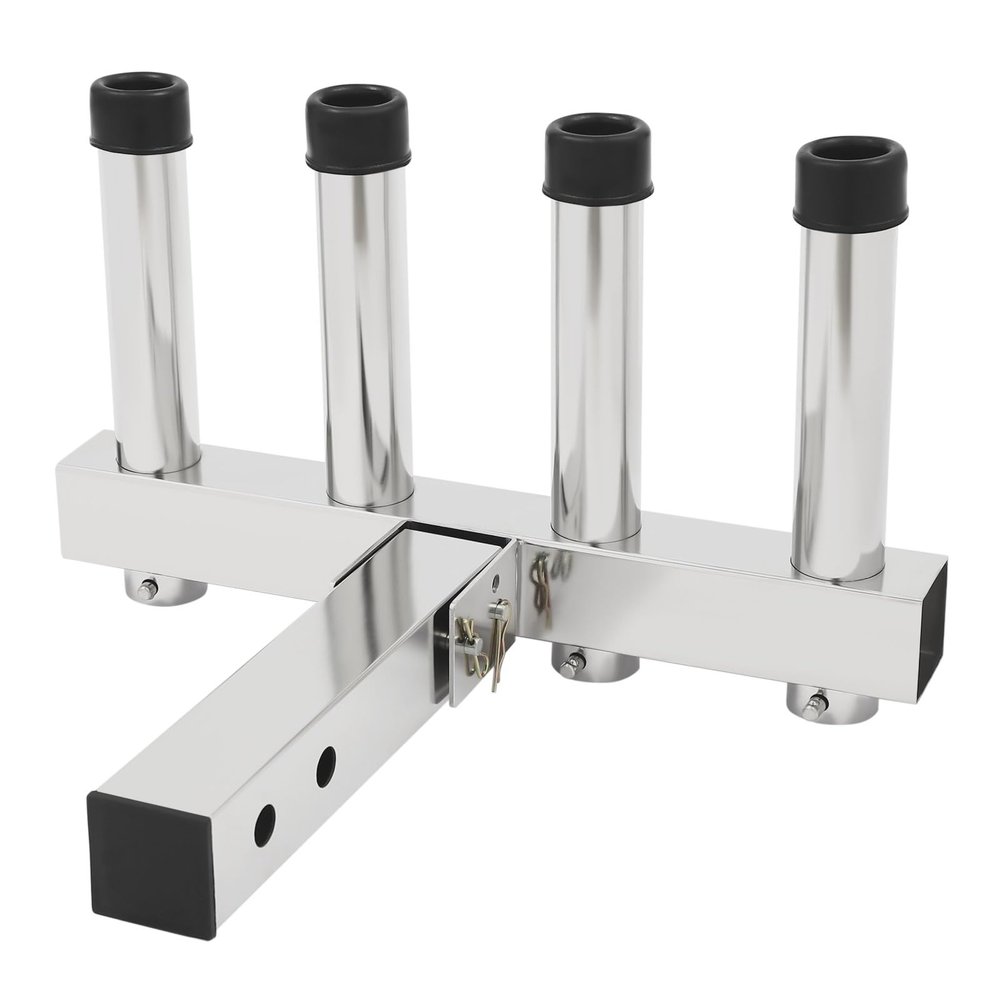 CNCEST Stainless Steel Hitch Fishing Rod Holder,Fishing Pole Holders for Cars, 4 Link Tube Fishing Rod Holder,Angle Adjustment Fishing Rod Rack,Fishing Pole Holder