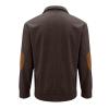Mens Corduroy Sweatshirts Mock Neck Pullover Sweaters with Elbow Patches Lapel Collar Button Up Long Sleeve Henleys view 4